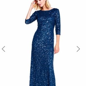 Adrianna Papell Scoop Back Sequin Gown